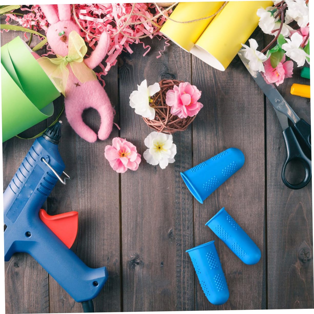 NULYLU 30 Pcs Finger Cots Thumb Protector Heat Needlework Thermal Insulation Finger Sleeves Hot Elastic Cracked Finger Sleeves Grain Finger Cover Thermal Insulation Sleeves Tip