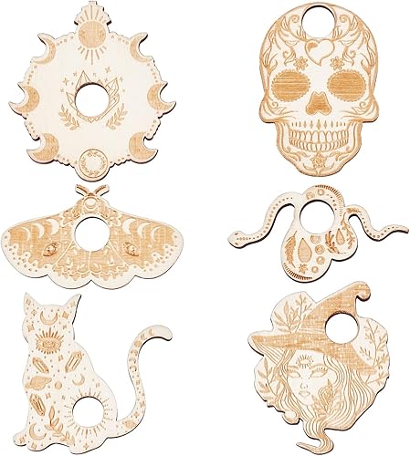 Miniatura 8 de CREATCABIN Mini soporte de exhibición de esfera de cristal, soporte de base de bola de cristal de madera, triple diosa luna de 2.362-3.150 in,