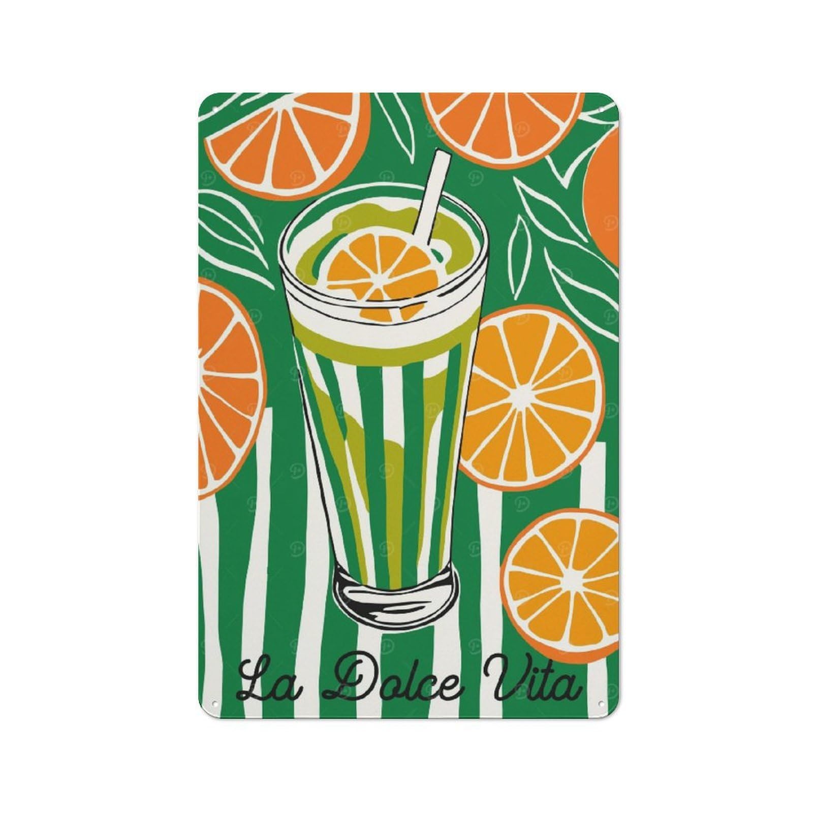Junmoney Style-4 Metal Wall Sign 30X20cm Featuring Green Italian Drink Art For Garage Or Workshop, Suited To Diy Enthusiasts