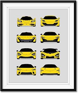 McLaren Generations Inspired Poster Print Wall Art Handmade Decor of the History and Evolution of McLaren Automotive (F1, MP4-12C, F1, 650S, 720S, Senna, GT, Speedtail) (Unframed)