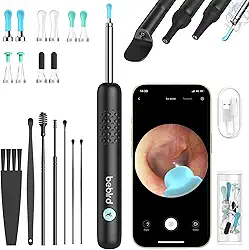 Ferramenta de Remoção de Cera de Ouvido BEBIRD - Removedor de Cera de Ouvido Atualizado R1 com Câmera 1080P, Kits Inteligentes de Remoção Visual de Cera de Ouvido com 7 Peças, 6 Luzes LED, 5 Tipos de Pontas de Substituição
