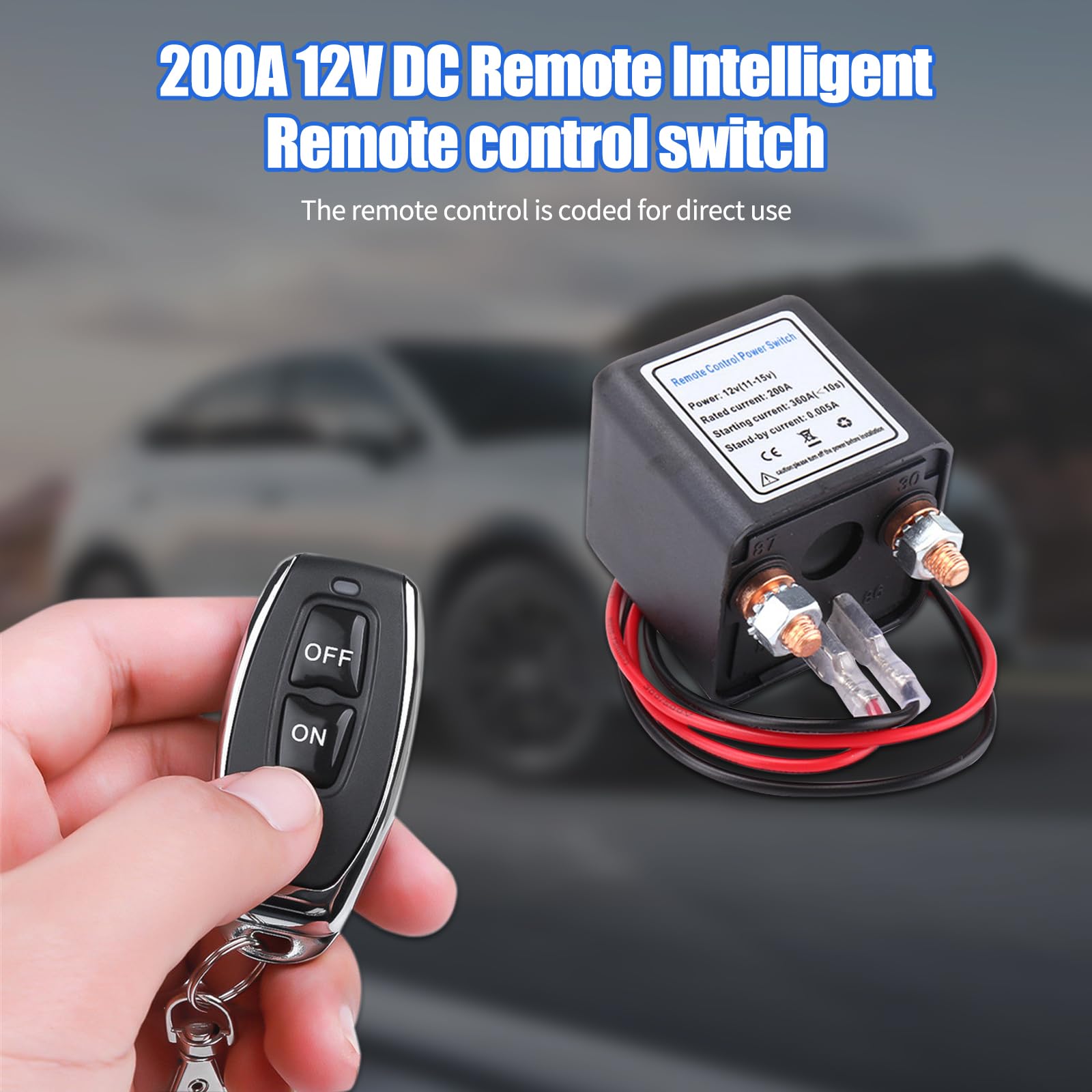bezprzewodowy zdalnie sterowany wyłącznik samochodowy, odłącznik akumulatora 12 V, 240 A, antykradzieżowy, do samochodu, RV, ATV, ciężarówki, łodzi