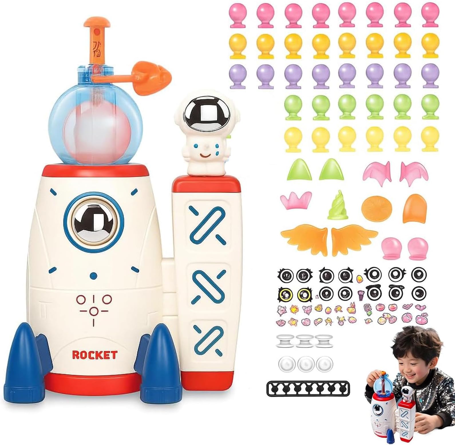 170/230PCS DIY Balloon Space Rocket Kit, Make Your Own Magic Balloon Nano Tape Bubble DIY Craft Kits, Sticker Decorated Balloons Toy, DIY Space Magic Balloons Craft Kit for Girls Boys Kids (170PCS)