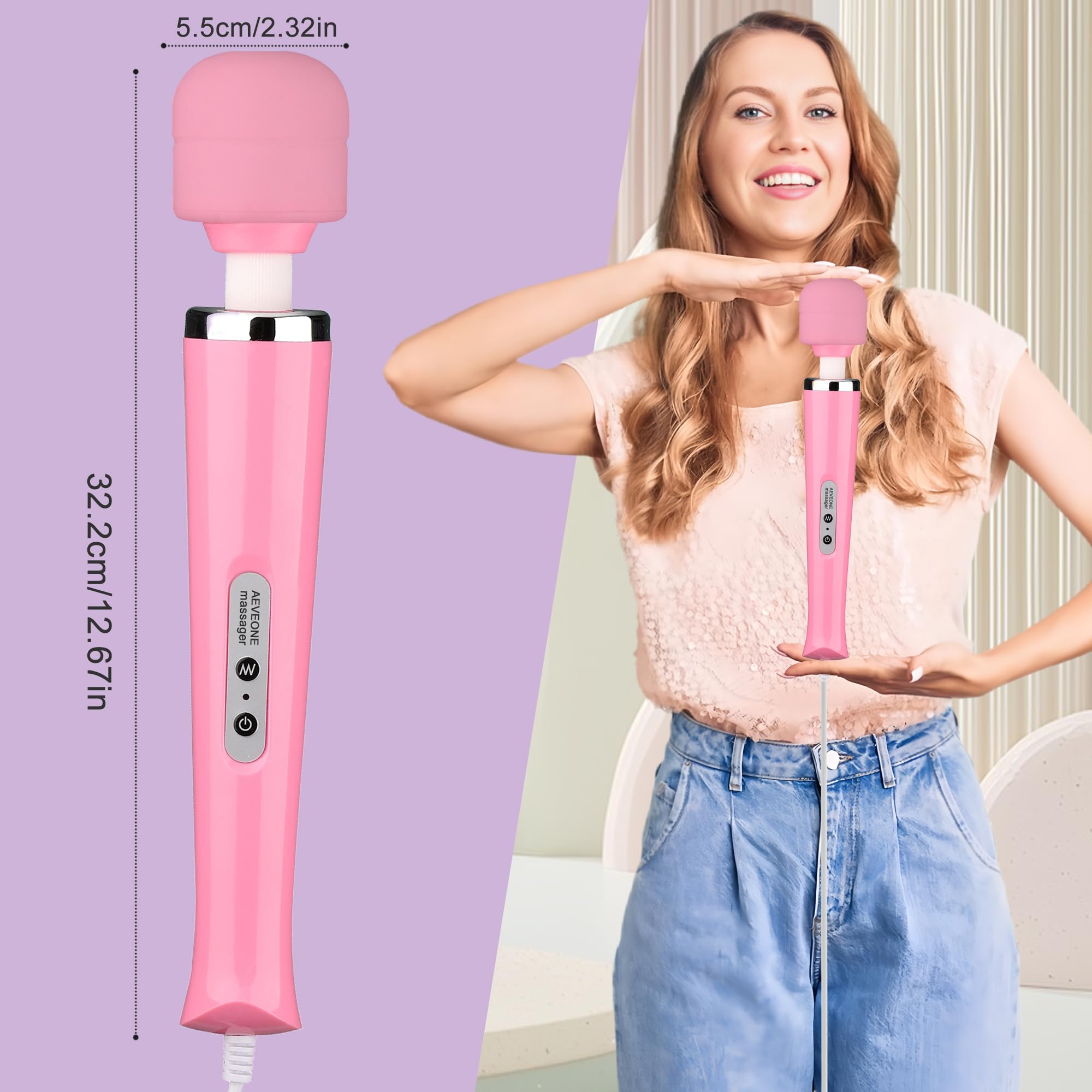 AEVEONE Wired Powerful Handheld Electric Massager, Strong Personal Back Massage for Sports Recovery, Muscle Aches, Body Pain (Rose red): Pink