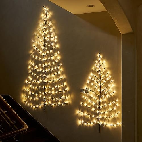 Miniatura 4 de Fudios Árbol de pared iluminado de 4 pies, 108 LED, blanco cálido para decoración del hogar, luces de árbol de Navidad para sala de estar,