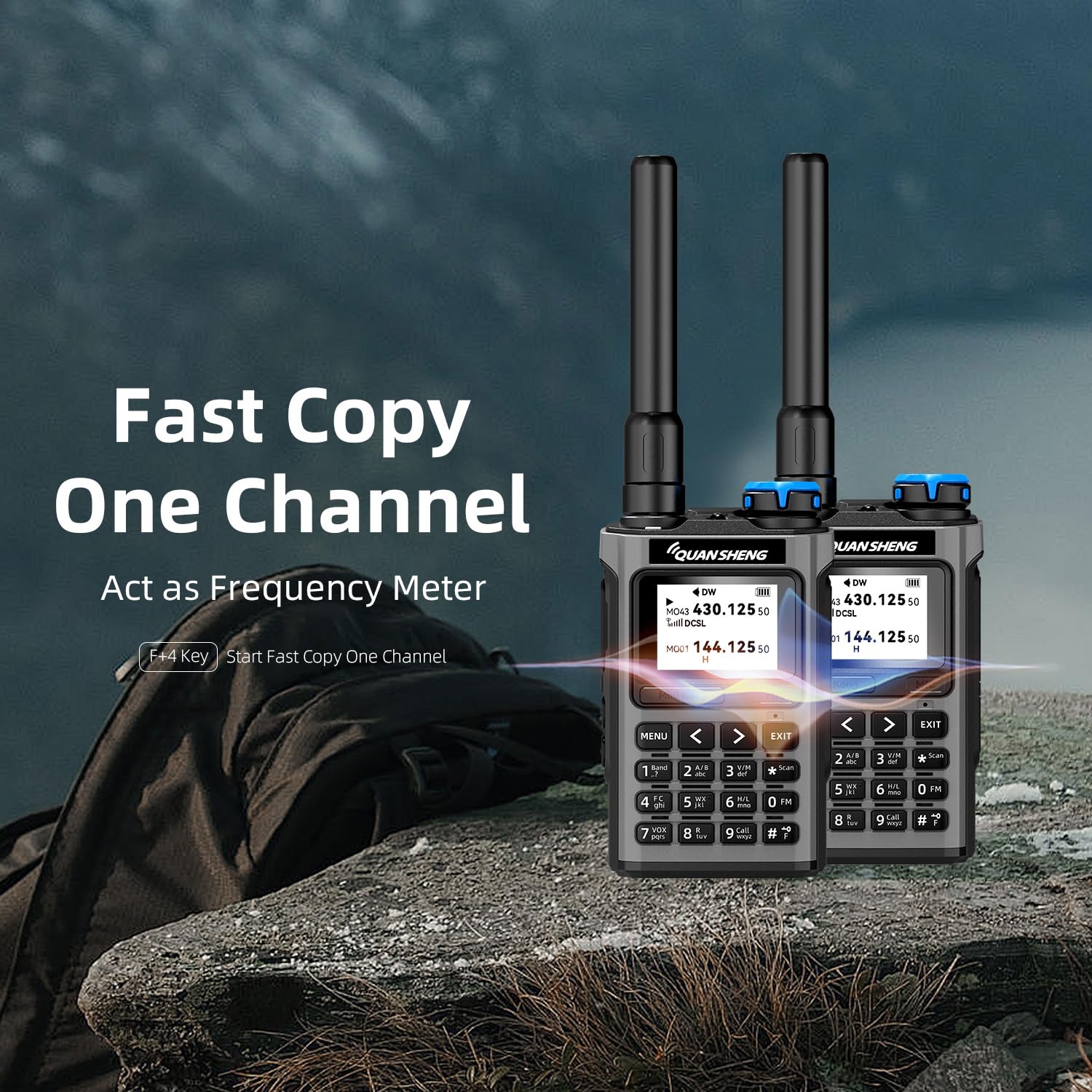 QUANSHENG UV-K1 Walkie-Talkie Handheld Ham Radio, Air Band Receive 50-600MHz, Wireless Copy, One Key Frequency Match, Type-C Charging, NOAA Weather, 200 canali, VOX, radio portatile a due vie