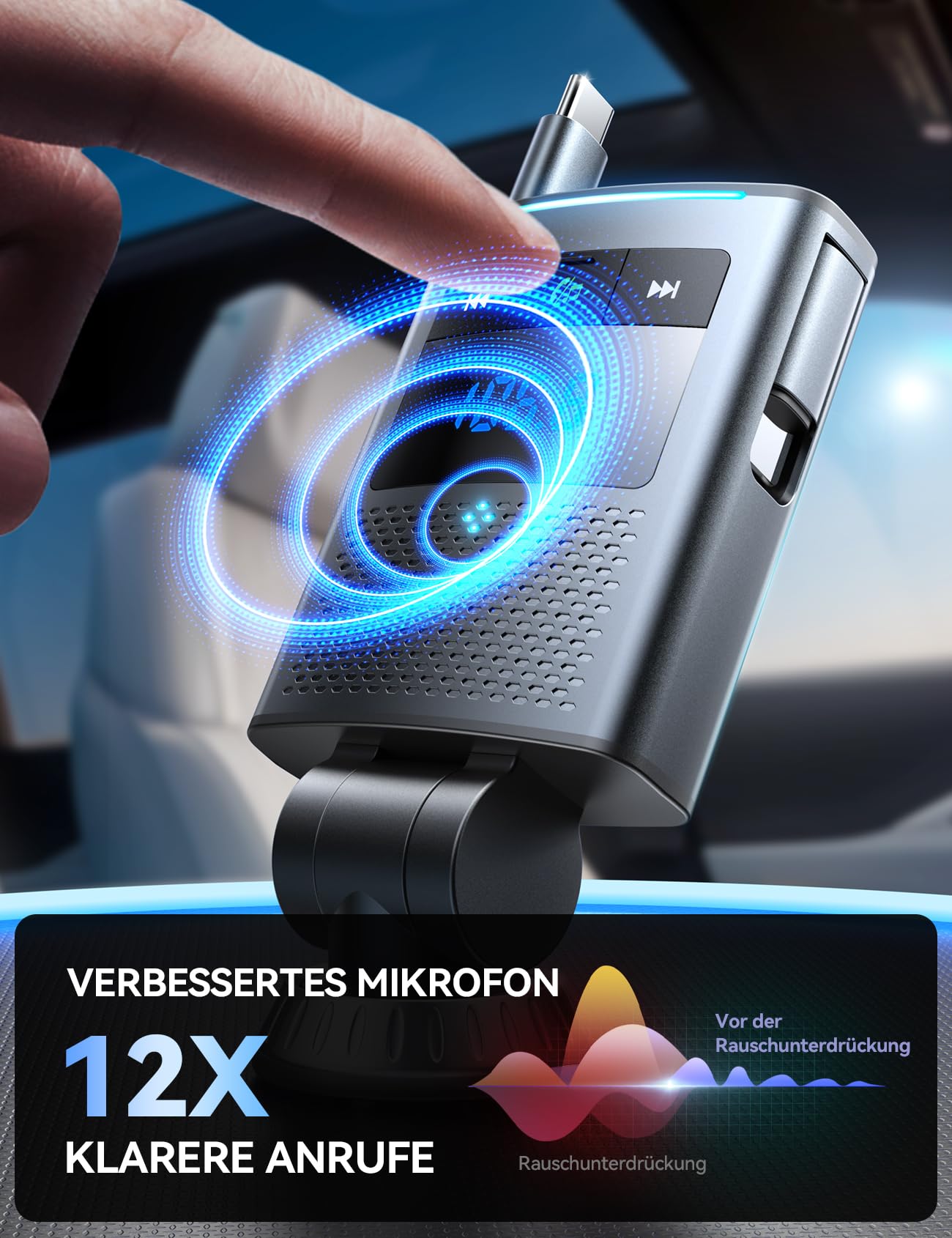 JOYROOM 90W Transmetteur FM Bluetooth Voiture,【100cm Rétractable Câble】 2026 Allume Cigare USB C & Autoradio Bluetooth 5.4 avec Kit Mains Libres, Accessoire Voiture Interieur pour iPhone 17