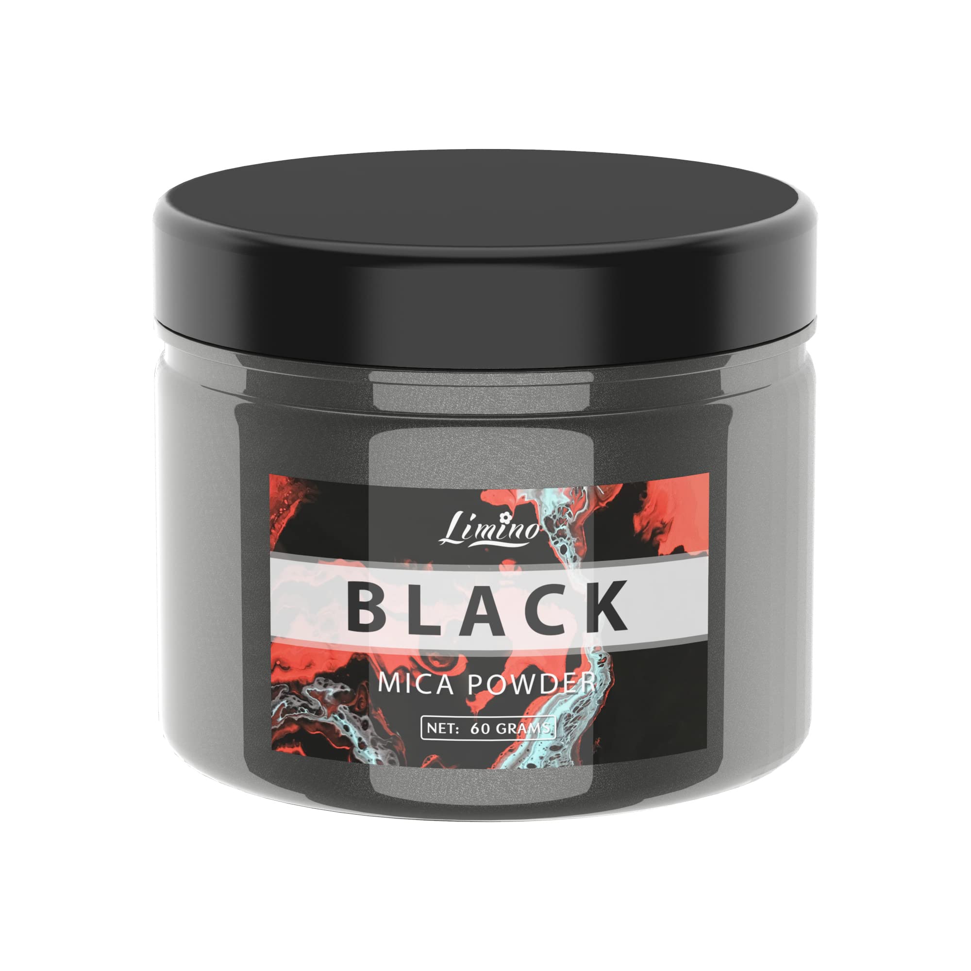 Mica Powder - Huge 60 Grams / 2.1 Ounces Pearl Epoxy Resin Colour Pigment - Cosmetic Grade Slime Colouring Pigment - Natural Mica Powder Pigment for Bath Product, Resin Art, Paints, Nail Art (Black)