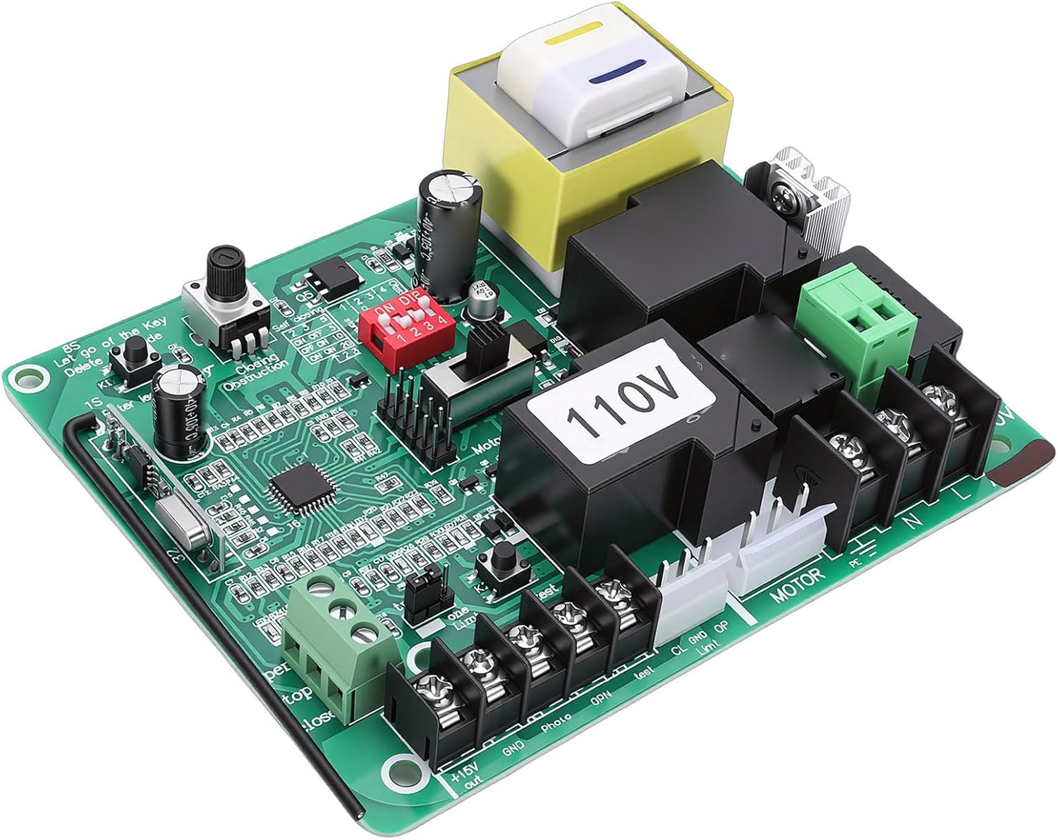 FTVOGUE Sliding Gate Opener Control Board, Universal Electric Door Controller Circuit Board with Rolling Code Anti Copy Remote Control, for Factory School Residential Sliding Door (110V)