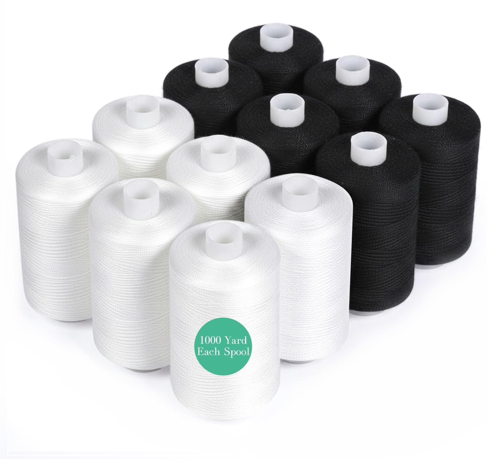 12 Pcs Sewing Thread, 1000 Yards Black Threadfor Sewing，All-Purpose White Thread forSewing, Polyester Threadfor SewingMachine, Hand Stitching, Quilting (White & Black)