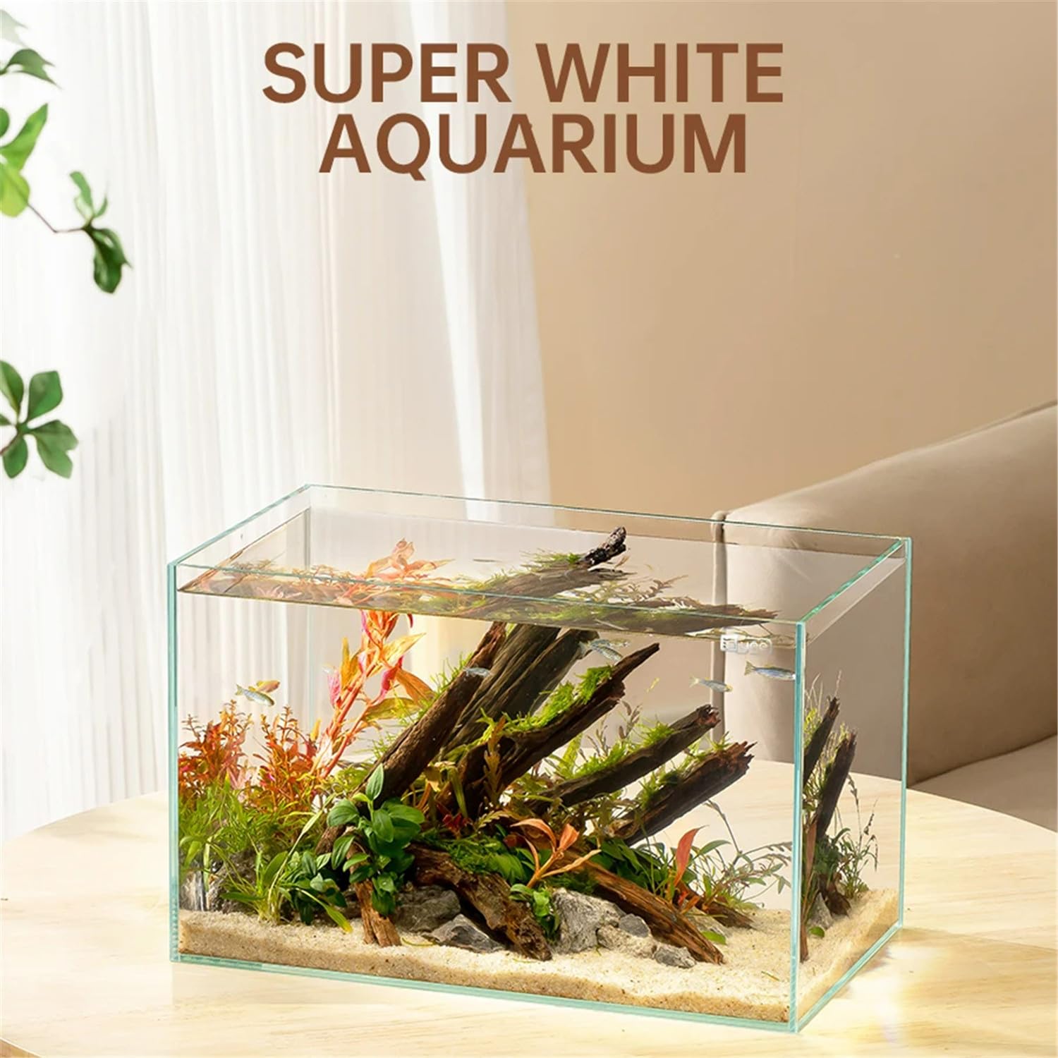 Piccolo acquario ultra trasparente ad alta trasparenza da scrivania in vetro senza cornice ispirazione sudamericana entry-level Fish Tank