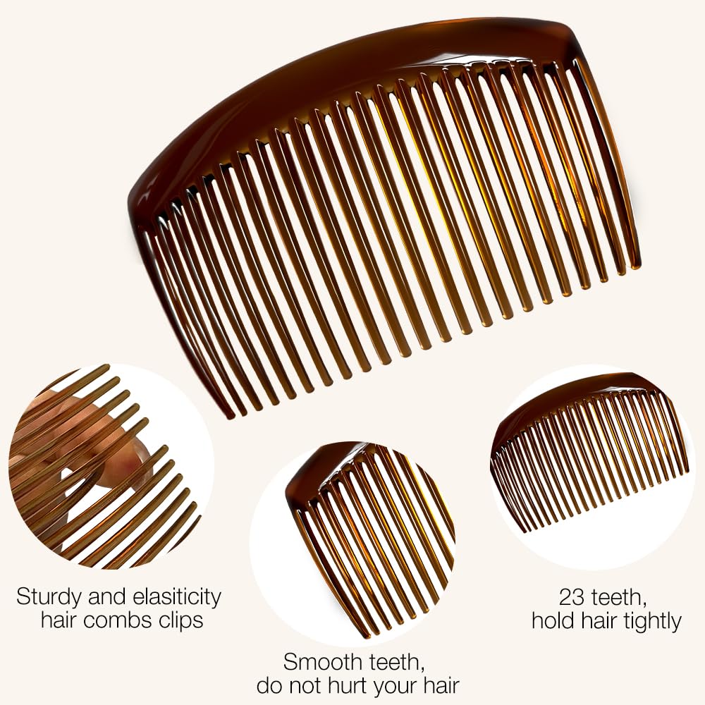 24 Pack French Hair Combs Clips Decorative Side Hair Combs for Women Accessories Bridal Wedding Veil Peinetas Para Cabello De Mujer 23 Teeth for Thin to Thick Hair, Half-up Updos Buns Section