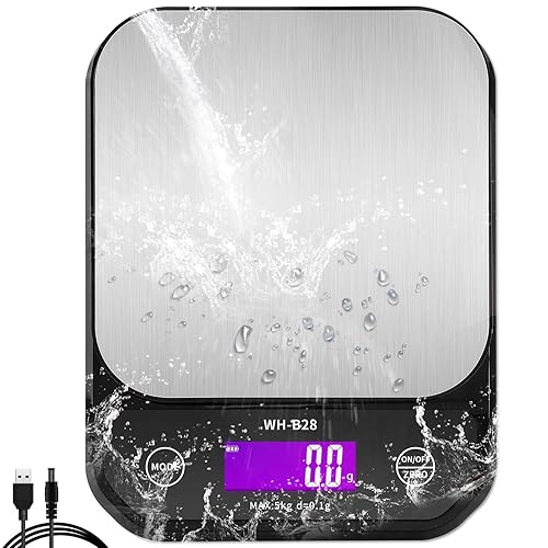 Miniatura 1 de Báscula digital impermeable IPX7 para alimentos, peso de gramos y onzas, 11 lb0.01 oz, báscula de cocina de alta precisión, peso digital para