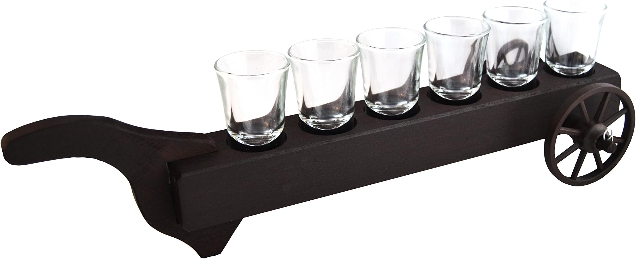 Set of 6 x 50 ml Shot Glasses Handmade Wheelbarrow Wooden Support Bar Gift Idea
