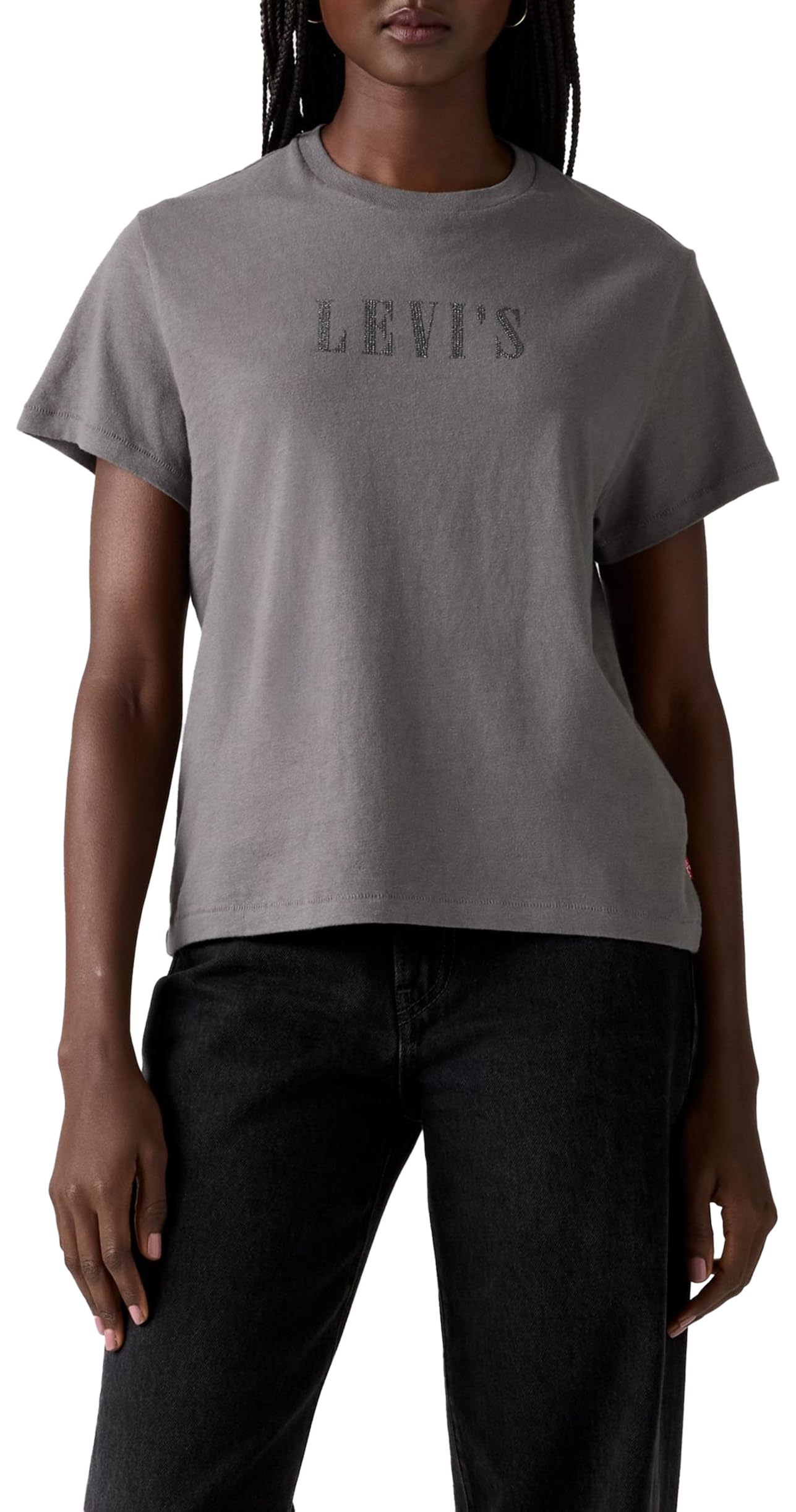 Graphic Classic Tee Rhinestone Serif Log, Rhinestone Serif Log, S