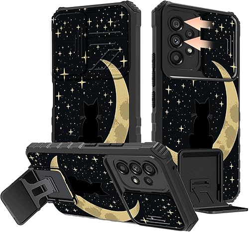 Funda protectora híbrida a prueba de golpes para Samsung Galaxy A23 5G 4G con cubierta deslizante para cámara y función atril, funda protectora