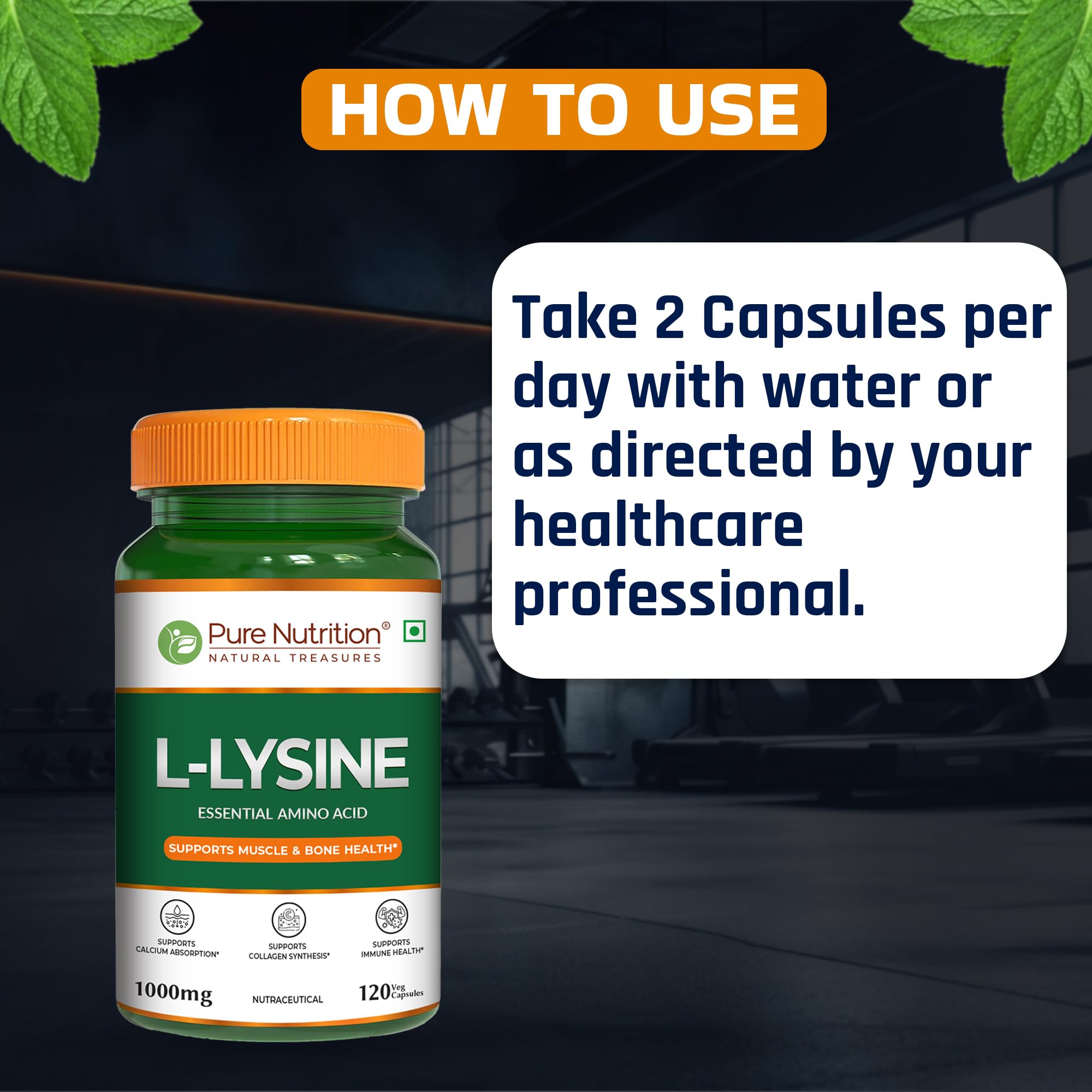 Pure Nutrition L-Lysine 1000mg – 120 Veg Capsules | Essential Amino Acid Supplement | Supports Muscle & Bone Health, Calcium Absorption & Collagen Synthesis 4