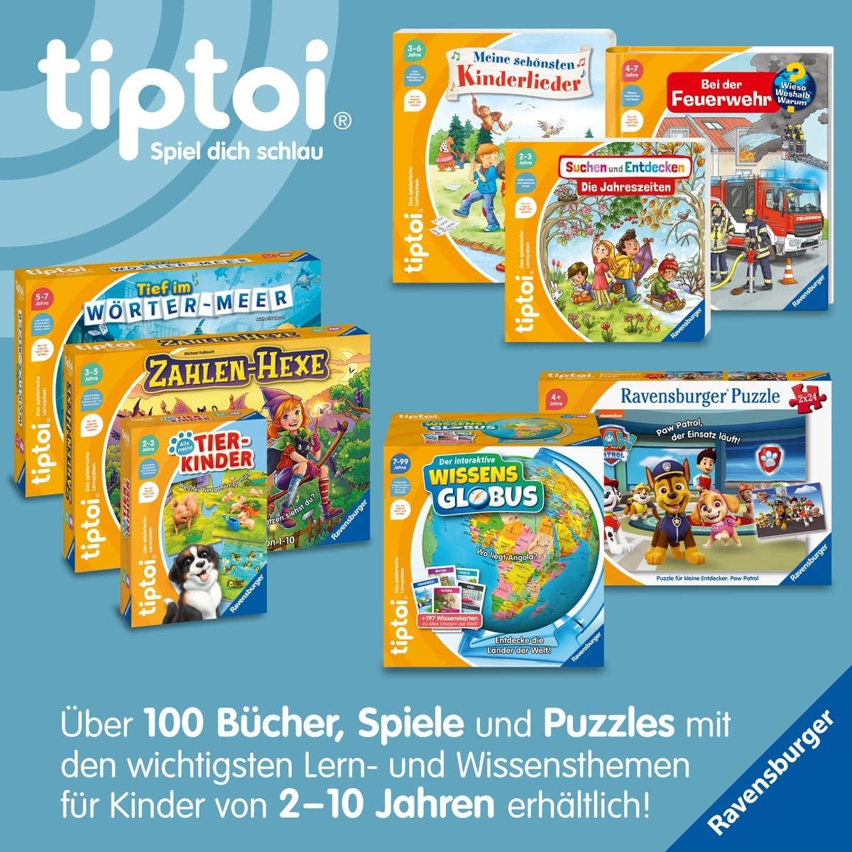 Ravensburger tiptoi ® zestaw książek | Moje duże szkło świata + ekspedycja wiedzy: dinozaury + mapa świata dla dzieci - kraje, zwierzęta, kontynenty