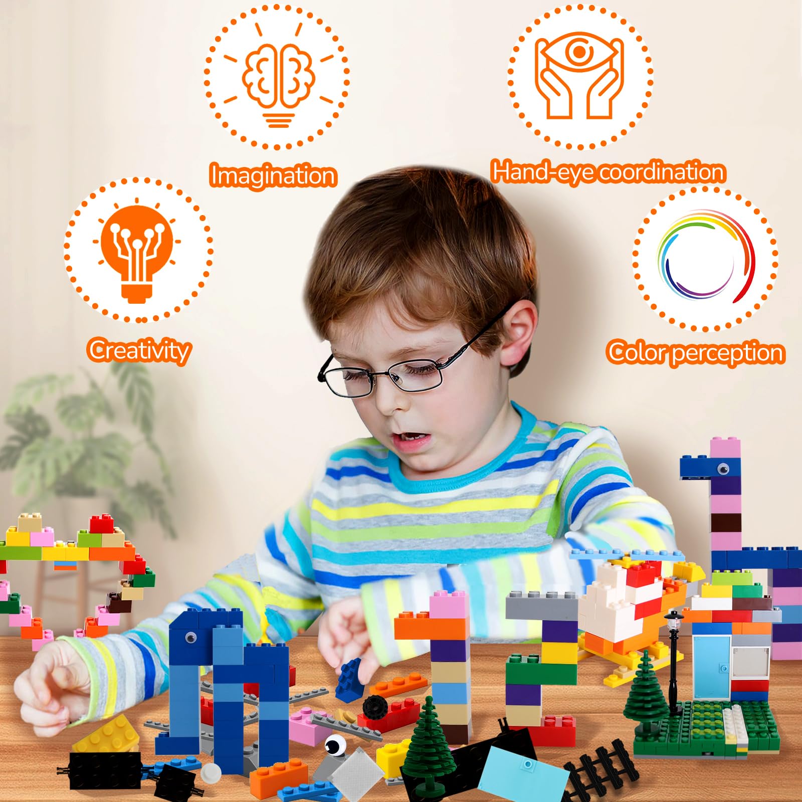 Q-BRICKS Creatieve bouwset met klassieke bouwstenen, 1000-delige set Q-BRICKS Creatieve bouwset met klassieke bouwstenen, 1000-delige set