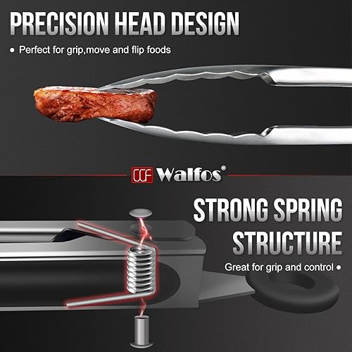 Miniatura 3 de Walfos Pinzas de parrilla extralargas  Pinzas de metal resistentes  16 y 12 pulgadas, ideales para parrilla, barbacoabarbacoa, cocinar, acero