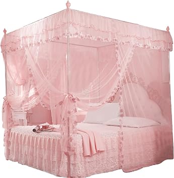 Princess Bed Net, 4-Corner Canopy Curtains with 3 Side Openings Bed Curtain Canopy Netting Net Kids Hanging Tent Bed Decor for Full/Queen/King, Easy Installation#2