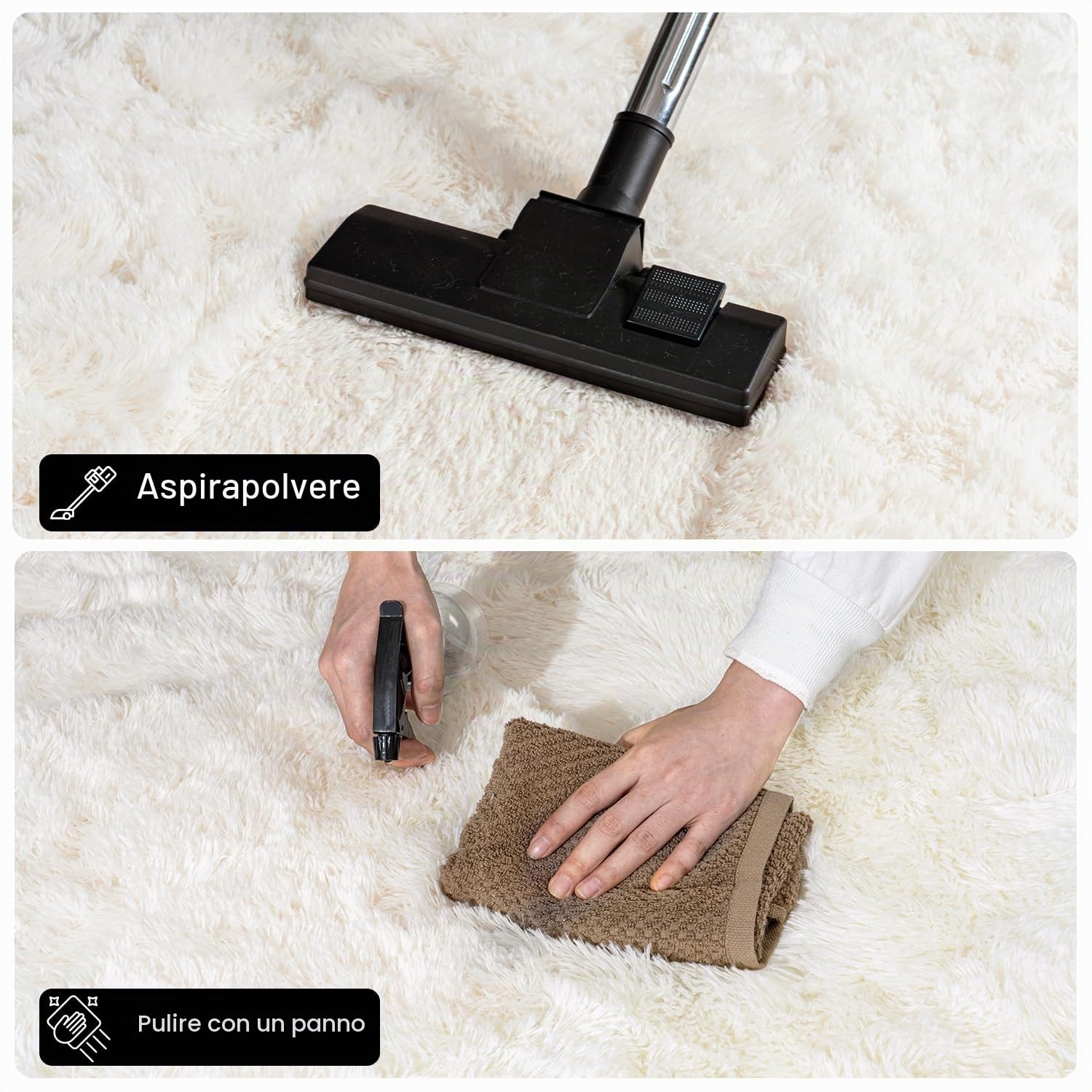 Tappeto a pelo lungo 160x230 Crema, Shaggy a pelo lungo Soffice Tappeto per Soggiorno, Moderno Tappeto per Soggiorno Sottoletto Antiscivolo per Camera da Letto Camera dei Bambini
