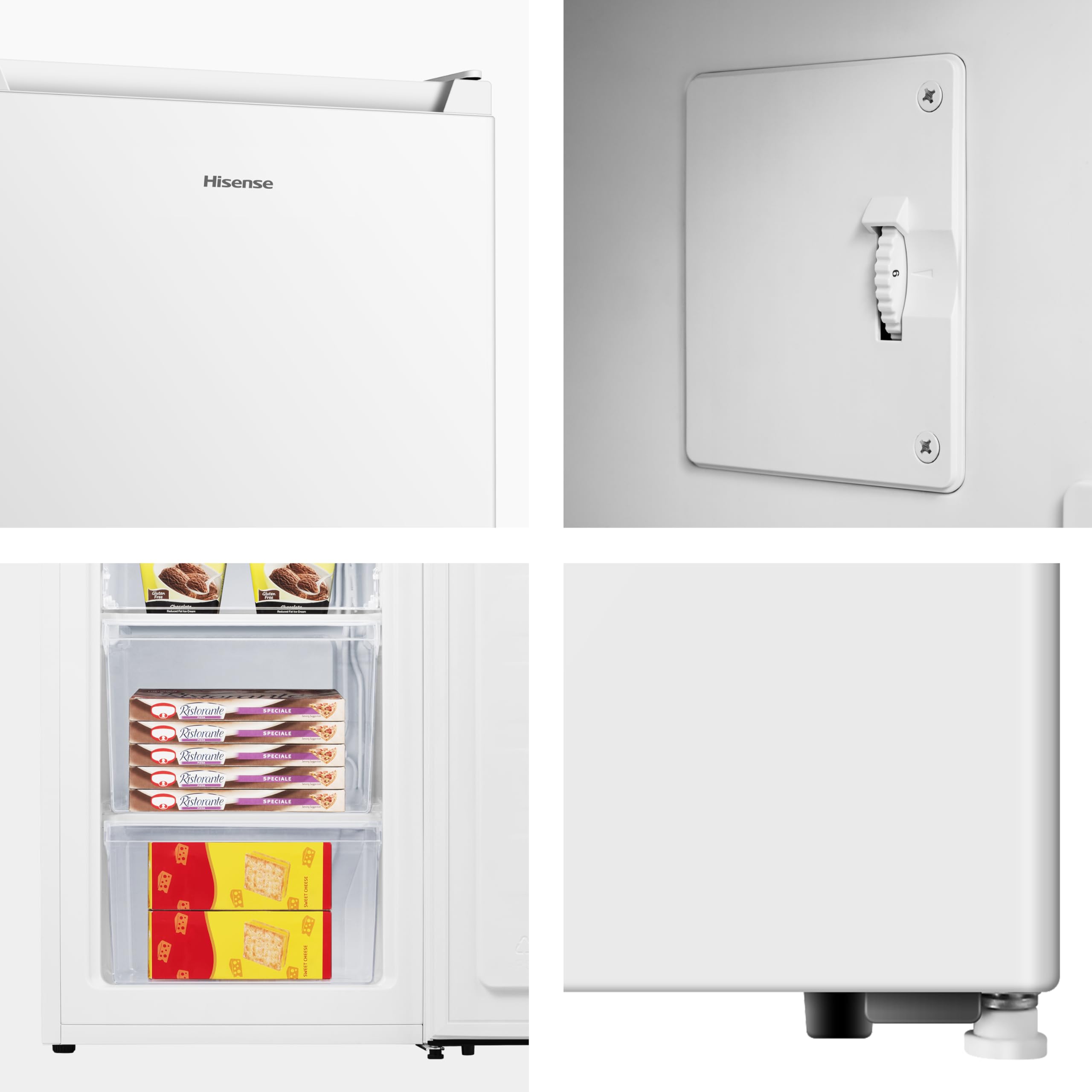 Hisense FV78D4AWE Congelatore Monoporta Verticale a libera installazione, 3 Cassetti, Capacità 61 Litri, Classe E, Bianco