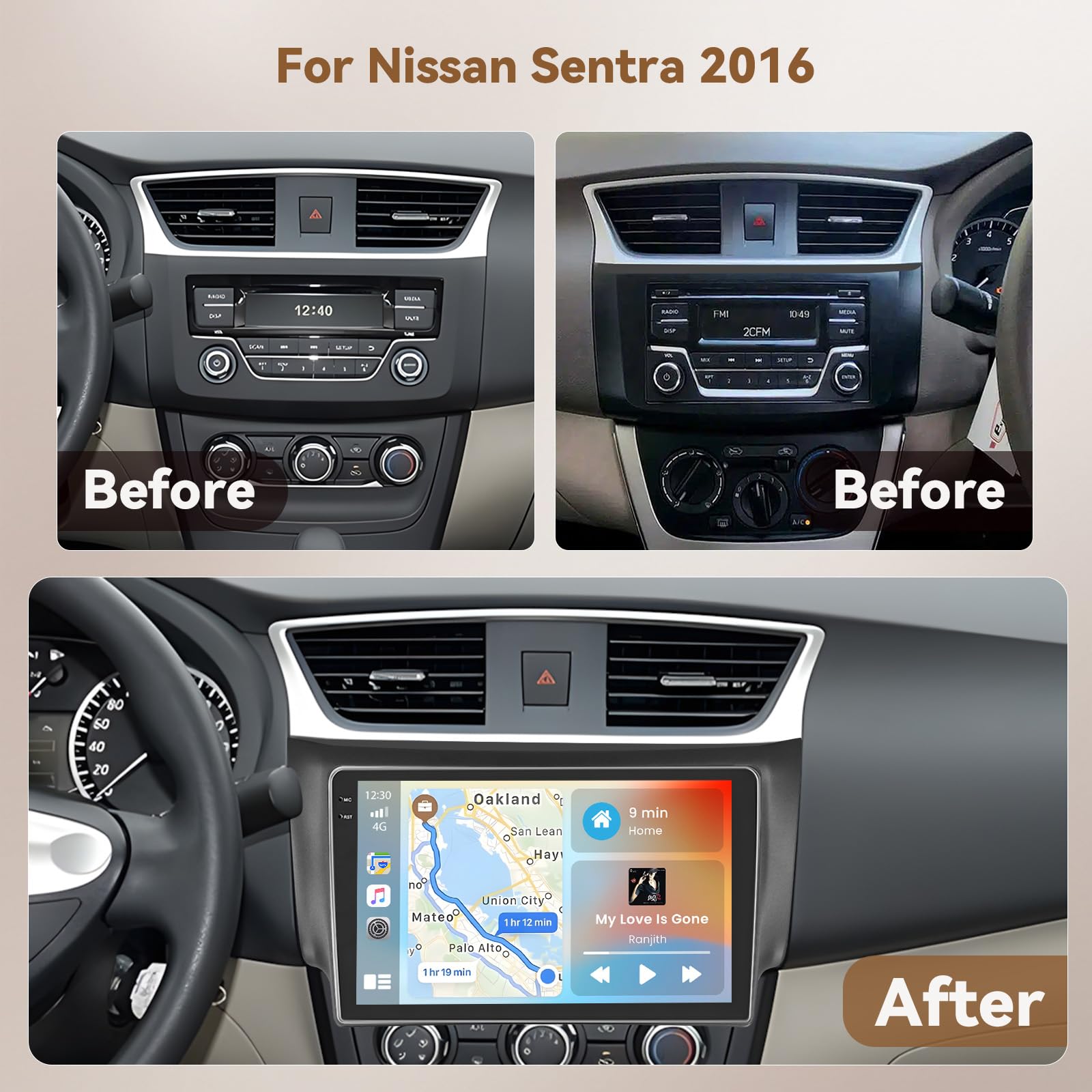 Hikity 4+64GB Radio Coche Android 15 para Nissan Sylphy Sentra B17 2016 con Carplay Android Auto Inalambrico, Incell Pantalla táctil de 10 Pulgadas con Bluetooth/GPS/WiFi/FM/RDS+Cámara Trasera+Mic