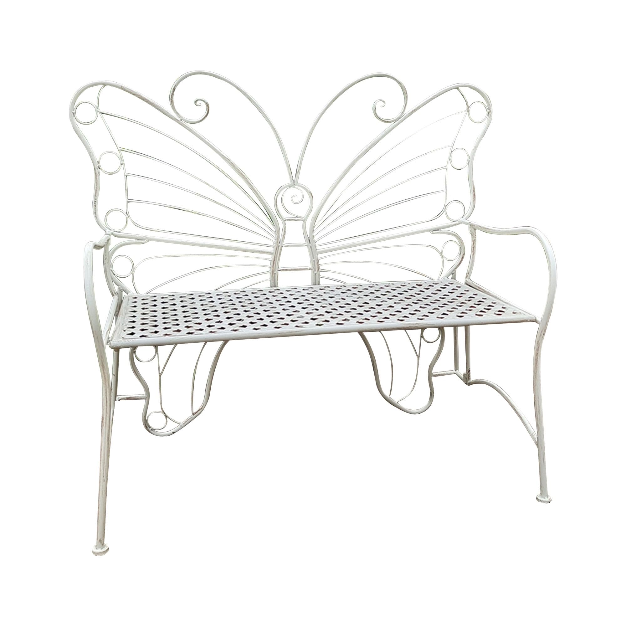Panchina da giardino per esterni con motivo a farfalle, schienale e braccioli, resistente alle intemperie, per portico, prato, giardino, cortile, feste, matrimoni, decorazioni da giardino all'aperto