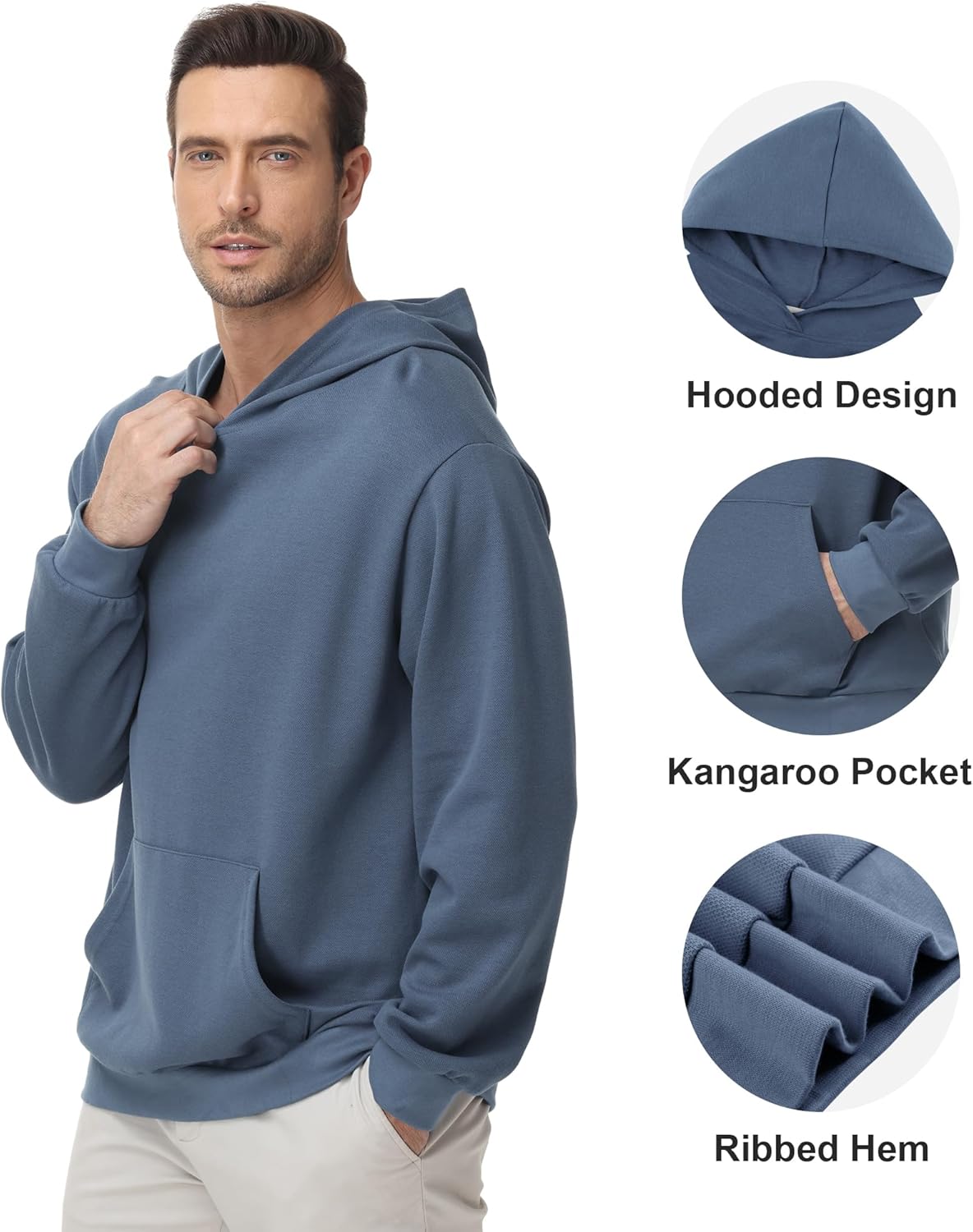 Men’s Lightweight Thin Cotton Hooded Sweatshirt – Casual Pullover Hoodie for Spring & Fall Layering - Image 4