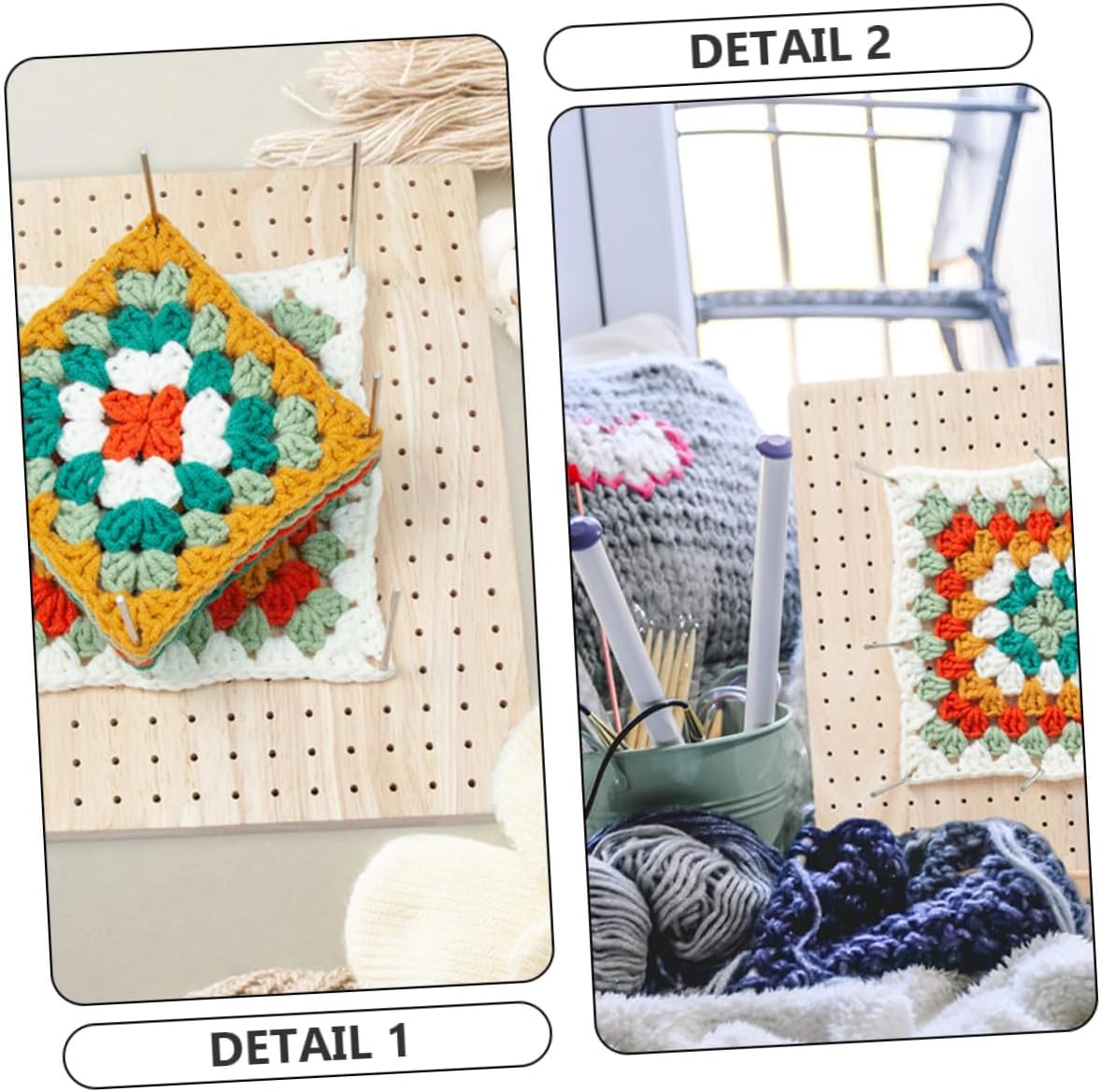 KAILIKETIY 1Set Wooden Crochet Blocking Board Sturdy Knitting Tool with Positional Needles for Crocheting Projects for Personal and Professional Use