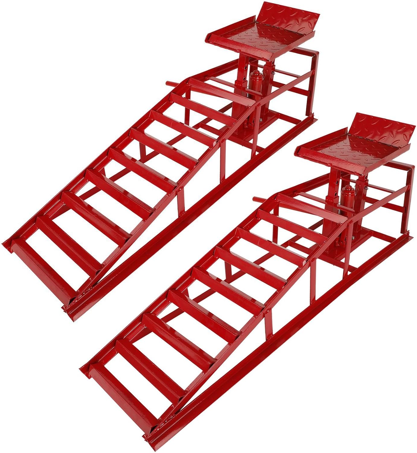 Car Ramps for Auto Truck Service, Hydraulic Lift 5 Ton 11000lbs, Red Automotive Repair Frame - 2 Pack