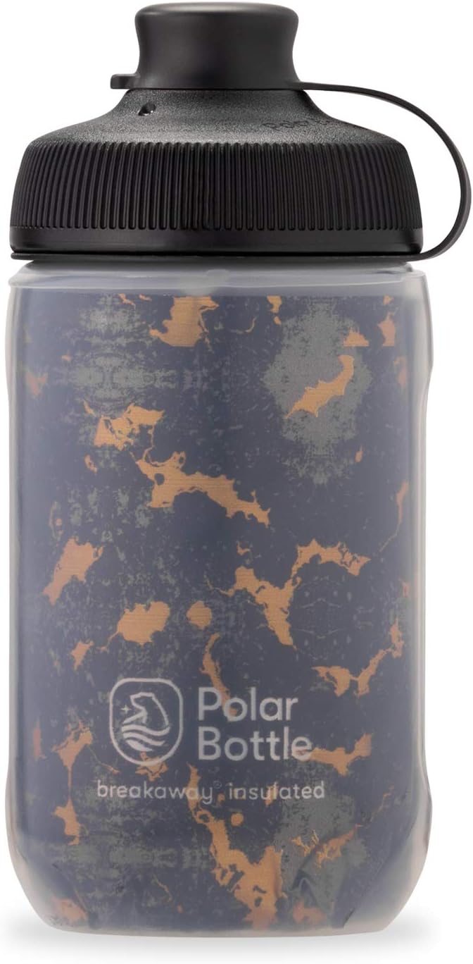 Polar Bottle Breakaway Muck Insulated Mountain Bike Water Bottle - BPA Free, Cycling & Sports Squeeze Bottle with Dust Cover (Shatter - Charcoal & Copper, 12 oz) : Sports & Outdoors