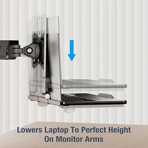 Miniatura 3 de AVLT Bandeja ajustable para laptop con soporte para ventilador de 4.724 in, compatible con brazo de monitor VESA de 75 x 75 pulgadas, se adapta a