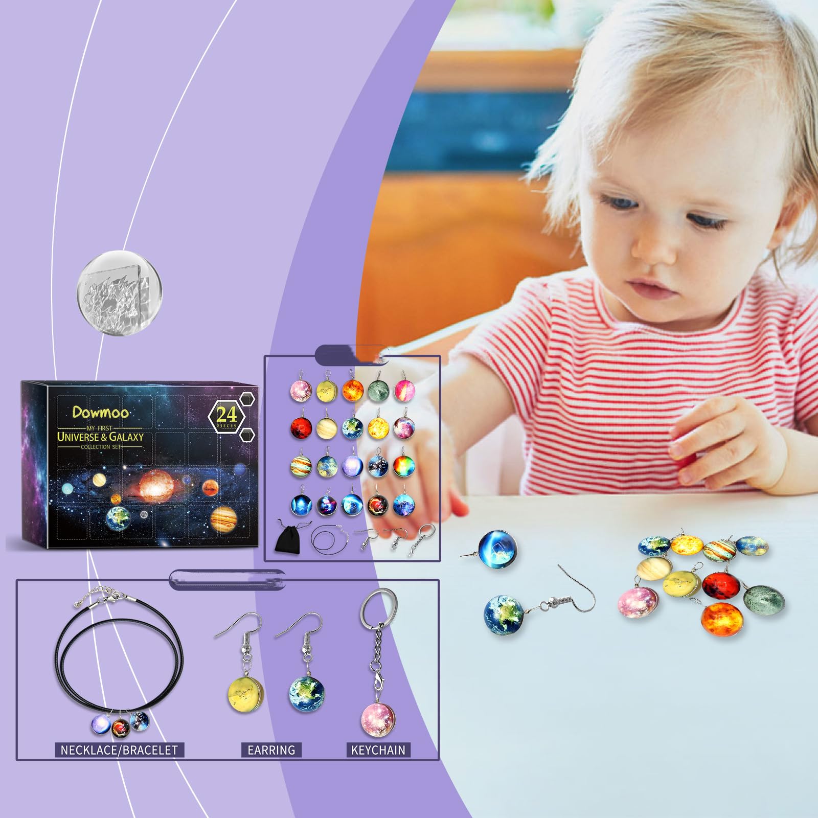 Calendrier De L'Avent Spatial 24 Jours - Collection Planètes Et Galaxies, Coffret Surprise éducatif Pour Enfants