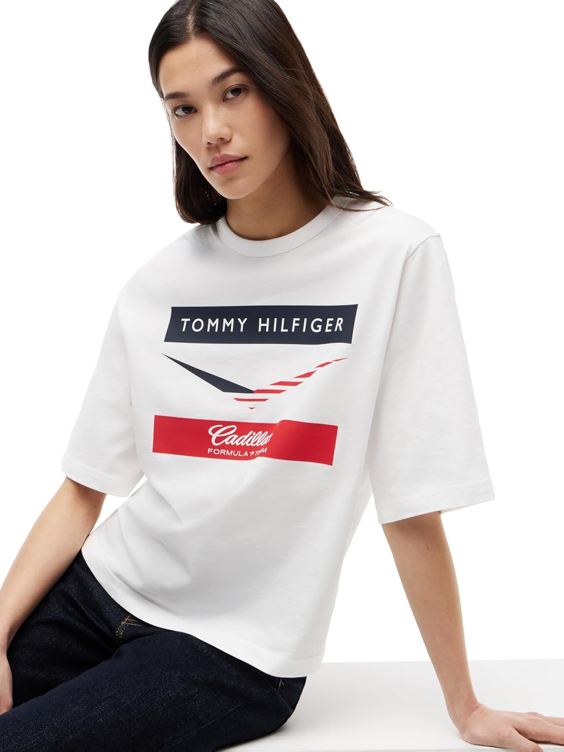 Tommy Hilfiger Formula 1 Womens Tommy X Cadillac F1® Team Boxy Chevron T-Shirt