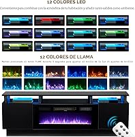 Vista 4 de Soporte de TV de 70 pulgadas para sala de estar, centro de entretenimiento moderno y consola multimedia, se adapta a televisores de hasta 80