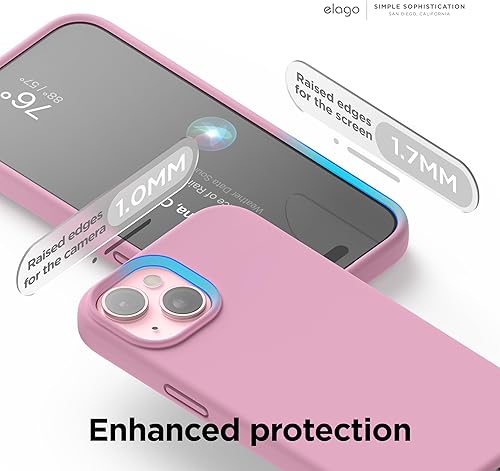 Miniatura 10 de elago Compatible con iPhone 15, funda de silicona líquida, funda protectora de cuerpo completo, a prueba de golpes, funda delgada para teléfono,