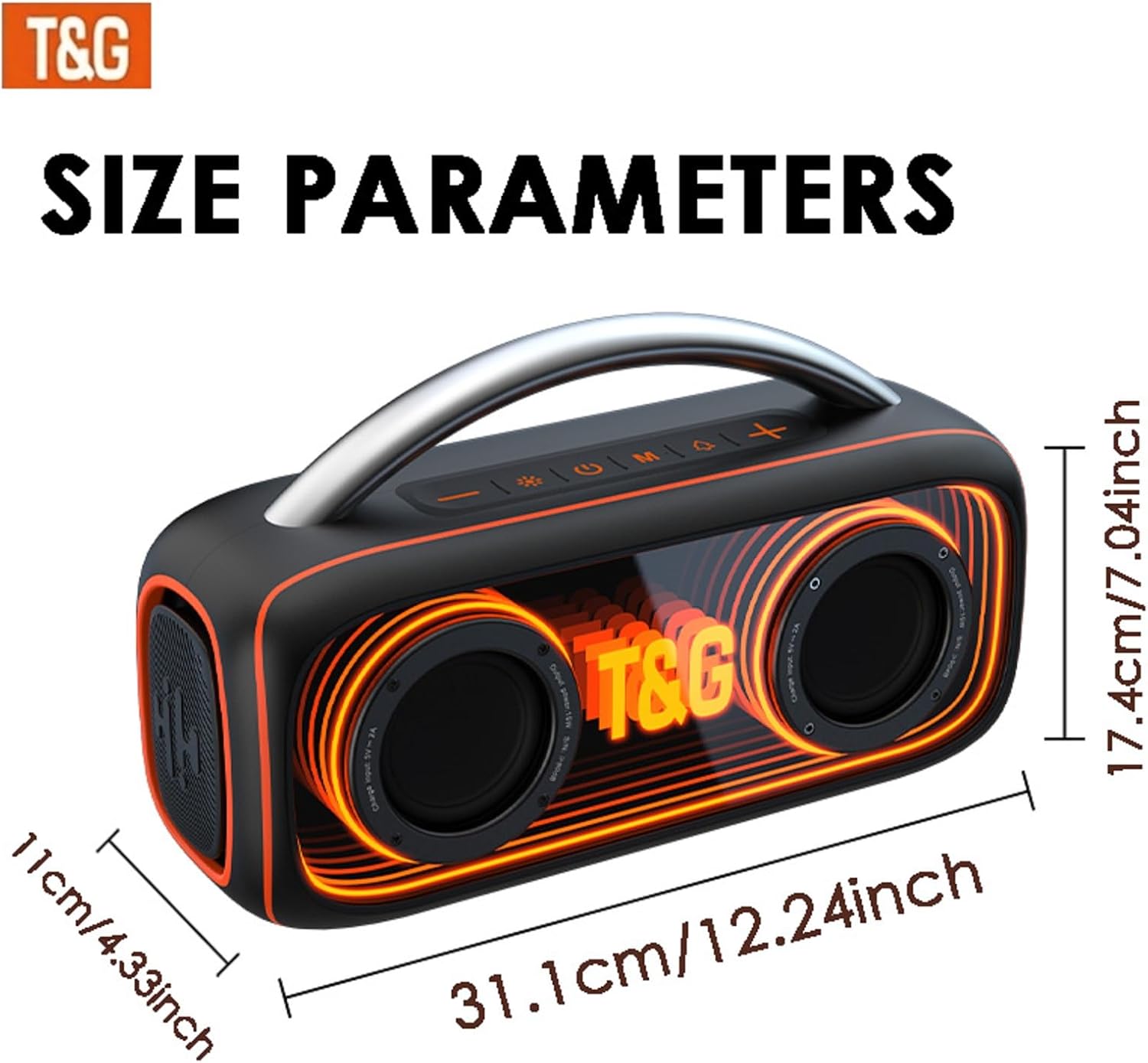 T&G Portable Bluetooth Speaker, 30W Loud Outdoor Wireless Speaker with Deep Bass, IPX5 Waterproof, 24H Playtime, RGB Lightshow, TWS, Bluetooth 5.3 for Party, Home, Travel, Gift