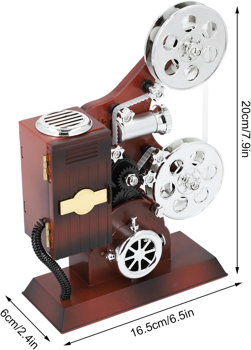 Vintage Music Box, Movie Projector Music Box ABS Antique Wind Up Music Box with Crafted Design, Suitable for Living Room, Office, Shop