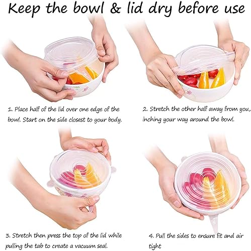 Miniatura 10 de altCookingHub Tapas elásticas de silicona, paquete de 8 tapas del mismo tamaño de 2.5 pulgadas, sin BPA, tapas de silicona reutilizables a prueba de