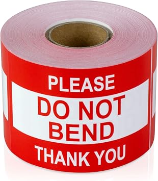 1200 Count DO NOT Bend Sticker Labels, 3 x 2 inch Rectangle | Do Not Fold Labels, Handling Instructions, Shipping Warning, Fragile Shipments