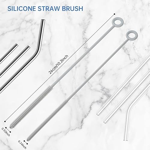 Miniatura 4 de Leucite Juego de cepillos para limpiar biberones y pajitas, limpiador de cepillo de silicona suave extra largo de doble extremo para biberones,