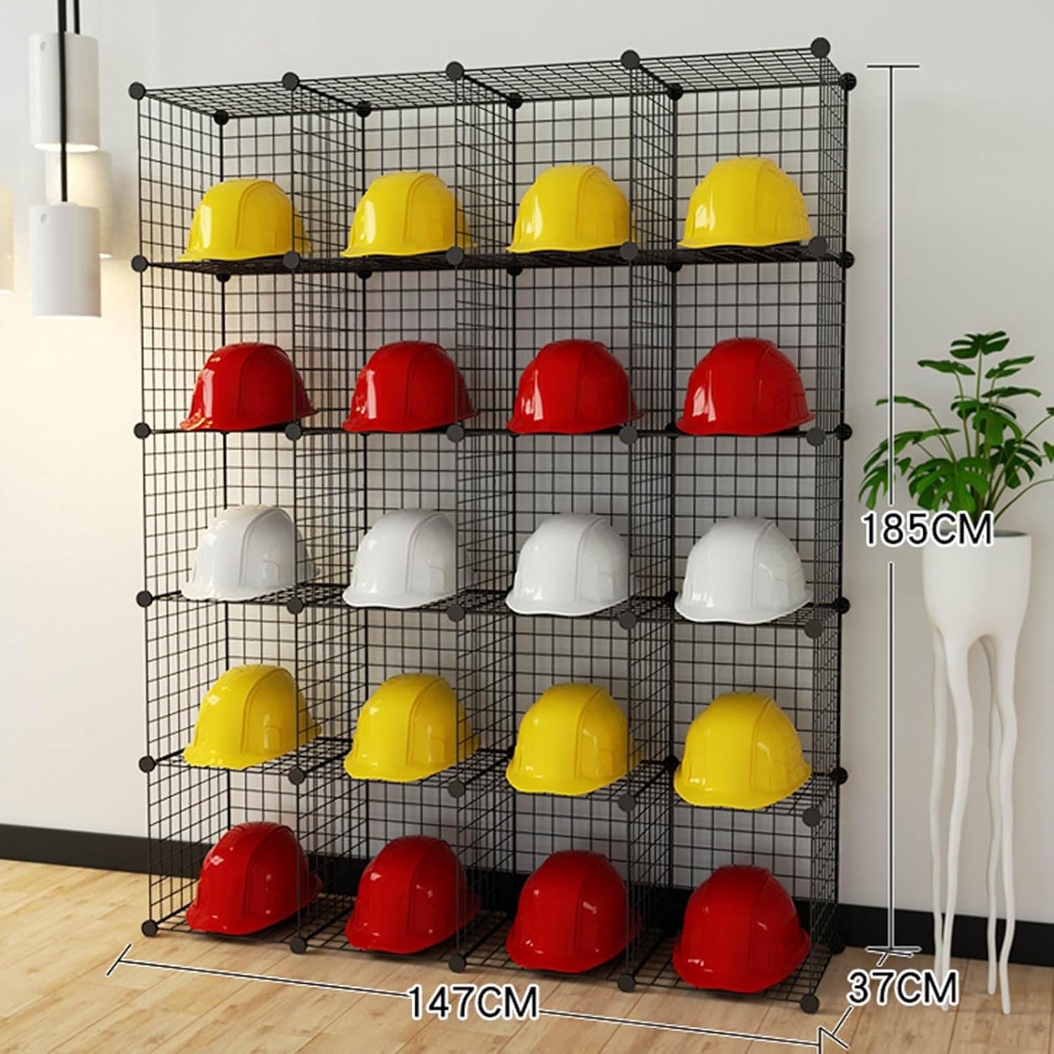 Floor-Standing Metal Hard Hat Display Rack - Stackable Helmet Storage, Motorcycle Helmet Organizer, Commercial Baseball Cap Stand, Multifunctional Shelf for Efficient Space Management