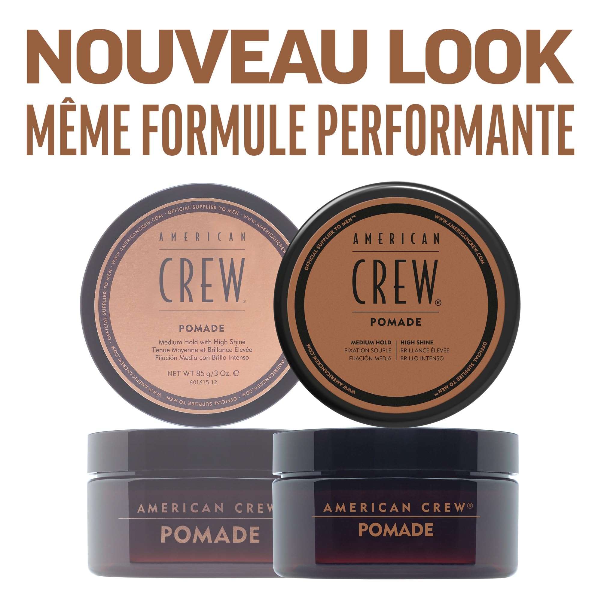 American Crew - Pomade - Cire Coiffante Fixation Souple - Cire Cheveux Homme Brillance Elevée - Produit Coiffant pour Style Créatif - Produit Cheveux Bouclés et Raides - 85ml