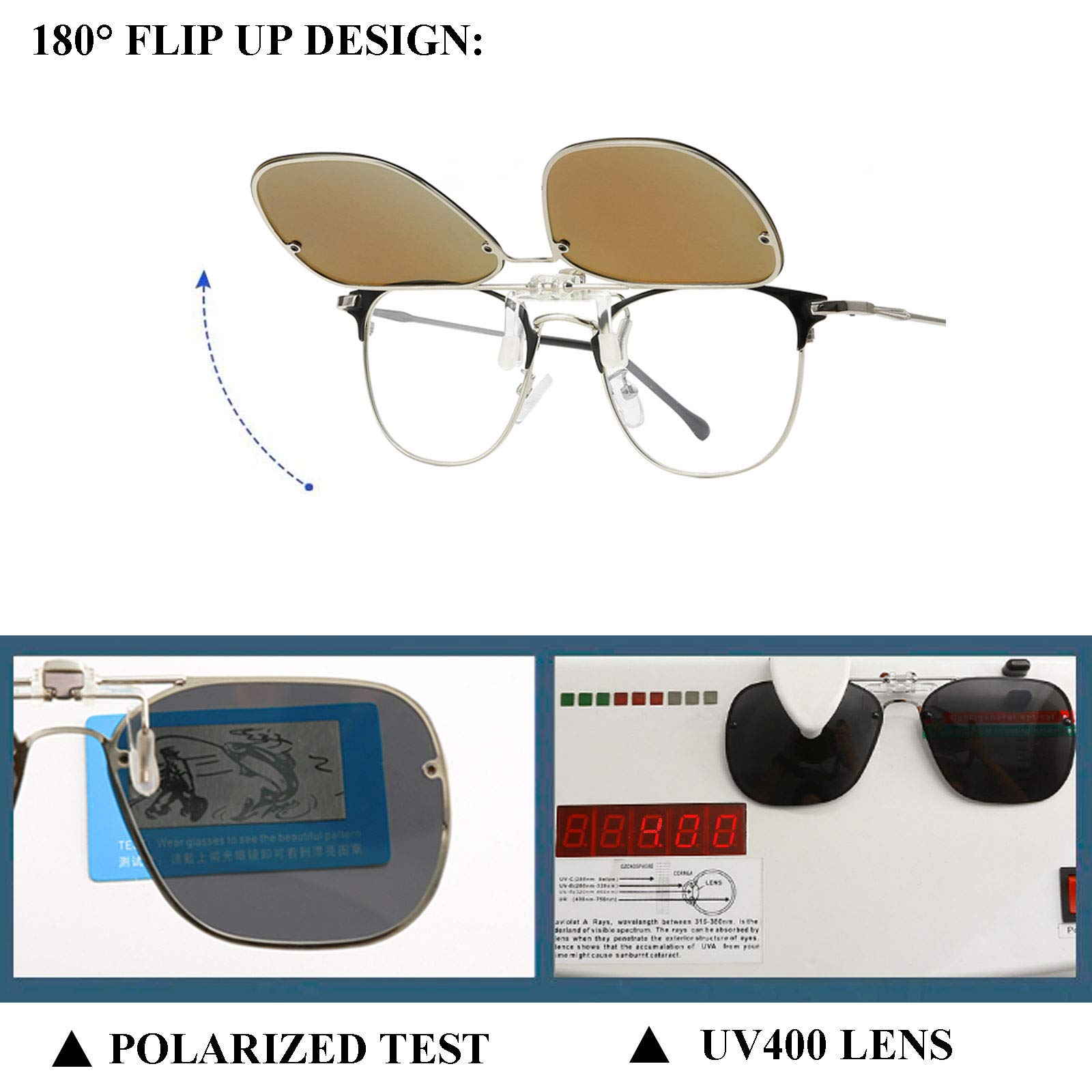 Occhiali da sole polarizzati con clip, occhiali da vista per uomo e donna, con clip, per guida e pesca