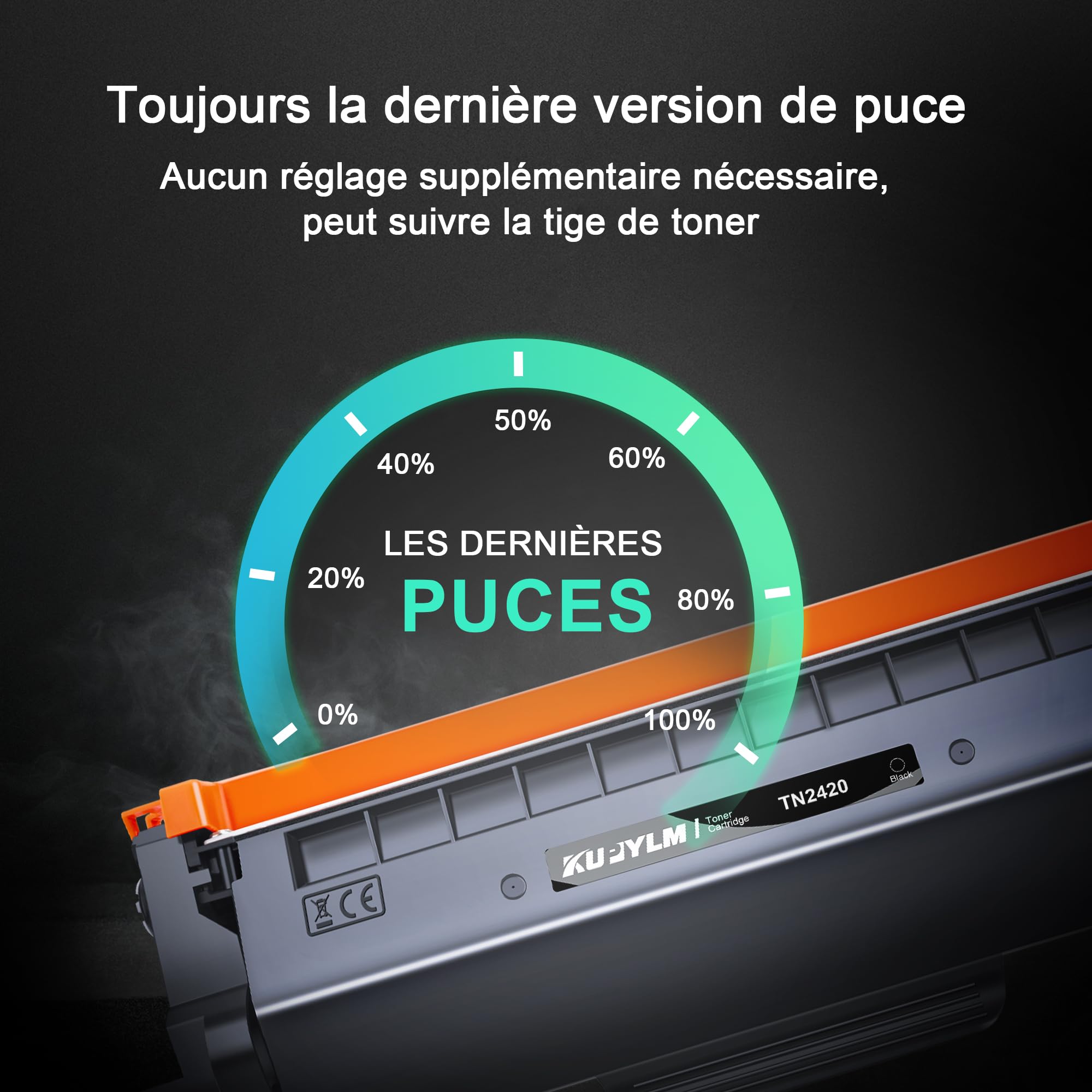 KUPYLM TN2420 Toner Compatibili per Brother TN 2420 TN2410 Compatibili per MFC-L2710DW MFC-L2710DN L2730DW L2750DW DCP-L2510D L2530DW HL-L2375DW L2310D L2350DW L2370DN (2 Nero, Con Chip)