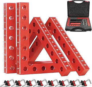 Corner Clamp for Woodworking, 4 Pack 5.5" Aluminum Right Angle Positioning Clamp, Positioning Squares for Picture Frame, Box, Cabinets, Drawers, Wood working tools (Style 1)