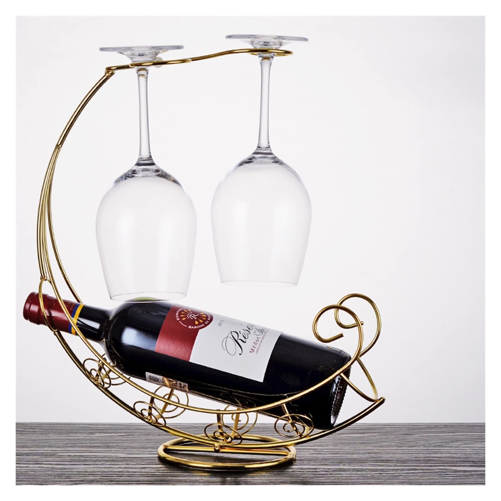 Botellero de vino Racks para encimera de hierro forjado estante para copas de vino boca abajo estante de vino adornos para el hogar estante de exhibición de vino estante de botellas de vino pequeño