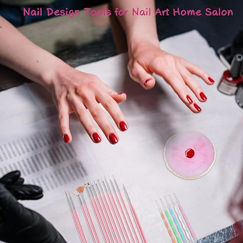 Miniatura 2 de Juego de pinceles para arte de uñas 71 en 1 con paleta de arte de uñas de resina, 50 palitos transparentes para muestras de uñas, 5 bolígrafos de